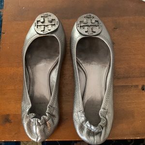Silver gray Tory Burch flats